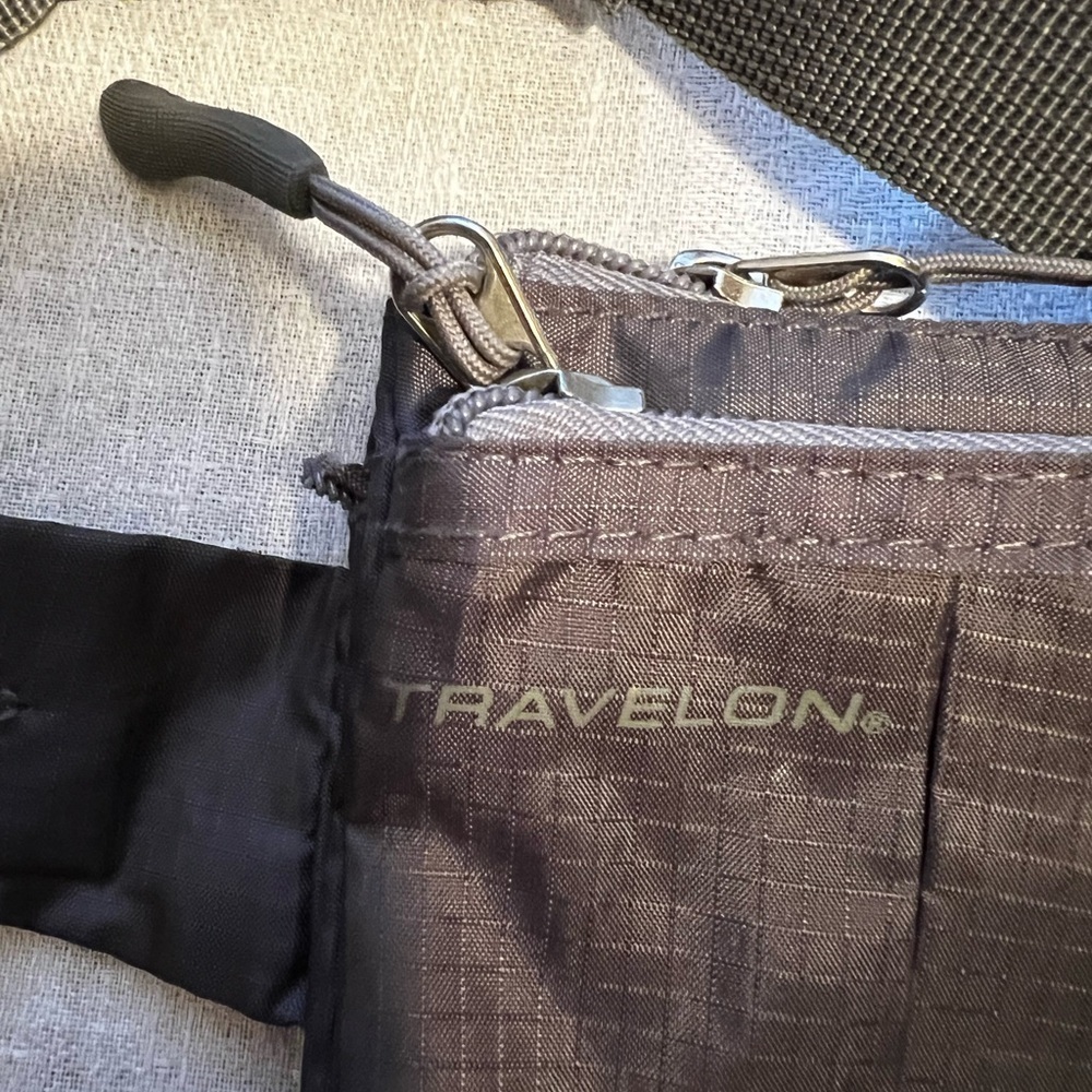 Travelon fanny pack in gray. Small, lightweight, roomy. - Picture 3 of 6